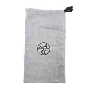 HERMES Drawstring Dust Bag Off White Herringbone Pattern 15.25" Tall x 8.5" Wide